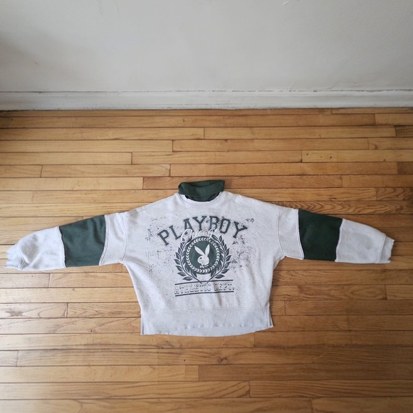 PLAYBOY Sweaters - Missguided Turtle Neck Playboy Gray and Green Logo Sweatshirt
